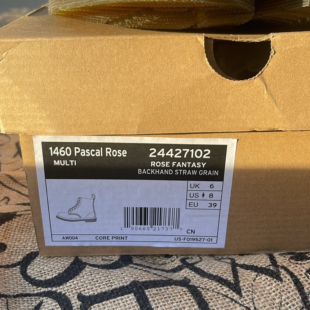Dr. Martens Floral Combat Boots in Black with Blue and Pink Roses - Picture 4 of 5